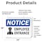 Signmission Employee Entrance Sign, Vinyl Decal, 24in W x 18in L, 2PK OS-2PACK-NS-D-1824-L-11951 - alternate 5